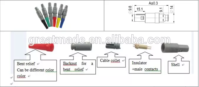 البلاستيك 1P PAG سلسلة المكونات على التوالي مع الإغاثة عازمة 1 القفل 14Pin إلى كابل لحام لجمع 4.0-5.2mm